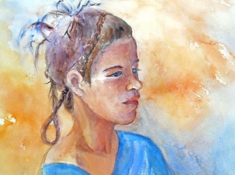 jeune fille touareg - Peinture - Joanna Zimmermann