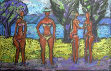 Des femmes à la plage - Peinture - Gavrilita