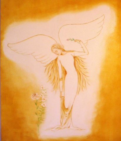 La femme ange - Peinture - Brigitte Jeanneau