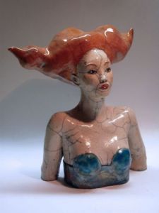 Sculpture de Melanizette: Petit buste EN RAKU
