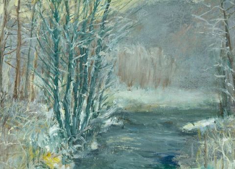 riviere en hiver - Peinture - Alex