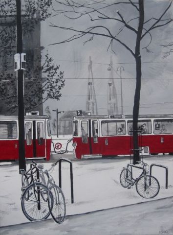 L'artiste olivier laplace - tram rouge