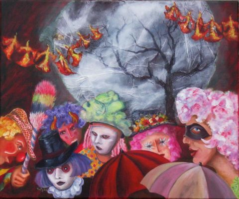 Carnaval sous la Lune - Peinture - Annie LEFEBVRE