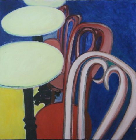tables et chaises - Peinture - Christiane Jousset