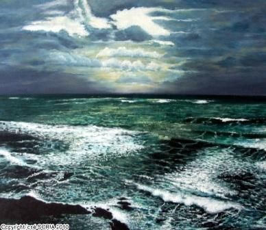 L'artiste jose soria - Crépuscule sur la mer