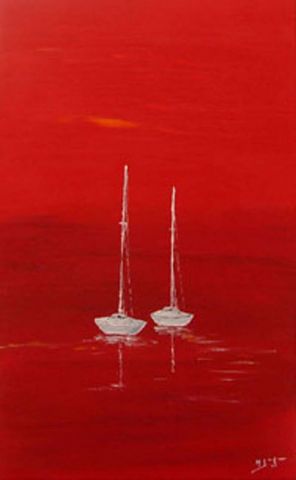 coques blanches en mer rouge - Peinture - bedero13