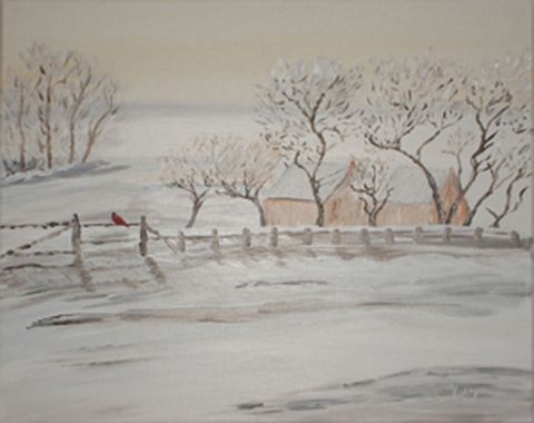 la perruche et la neige - Peinture - bedero13