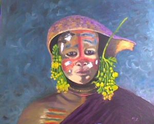 Voir cette oeuvre de martine zendali: enfant de la tribu des omo