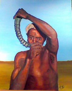 Voir le détail de cette oeuvre: africain joueur de corne