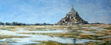 Le Mont St Michel a marée basse - Peinture - Catherine Thivrier-Forestier