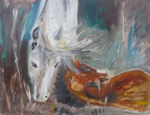 Maternité Equine - Peinture - sophie de Grangeneuve