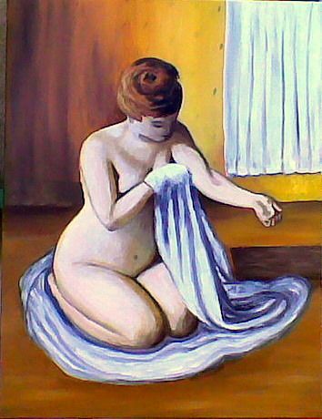 femme à la toilette - Peinture - martine zendali