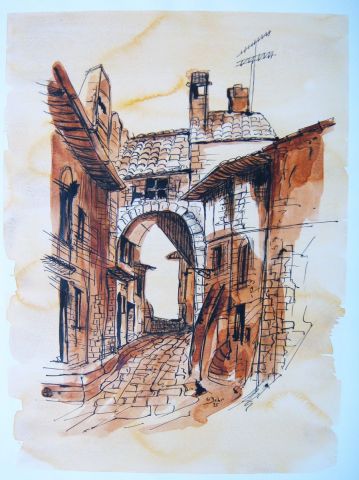 Village des pierres dorées en beaujolais - Peinture - olivierb Village des pierres dorées en beaujolais - Peinture - olivierb