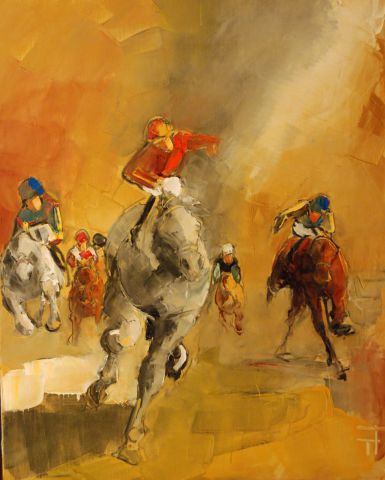 Arrivée du cross - Peinture - Thierry Faure Arrivée du cross - Peinture - Thierry Faure