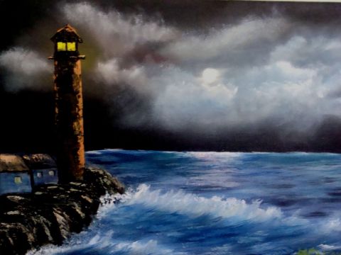 L'artiste lepeintre - claire de lune sur le phare