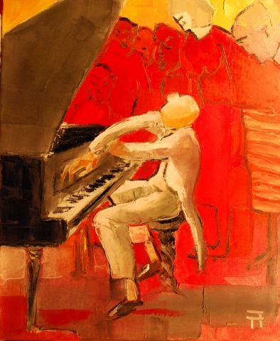 Le public rouge(08-162) - Peinture - Thierry Faure