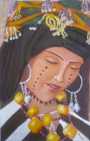 Bride Imilchil (femme berbère au montagne d'Atlas) - Peinture - fati saida