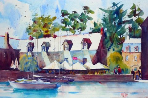 Chez françois au port du Bas Pouldu - Peinture - Andre Mehu Chez françois au port du Bas Pouldu - Peinture - Andre Mehu