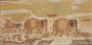 Mosaique de Marie-rose Atchama: le cheminement des éléphants