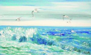 Peinture de Catherine Dutailly: La mer et le vent