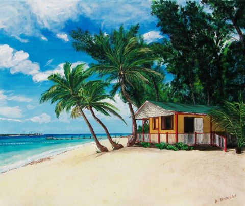Case sur la plage - Peinture - Delphine Bothuan Case sur la plage - Peinture - Delphine Bothuan