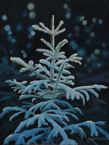 sapin sous la neige - Peinture - Veronique LEPERC