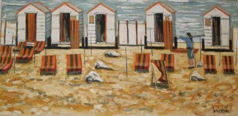 Cabanes de Plage à Knokke (Belgique) - Peinture - Michael BAUDELLE