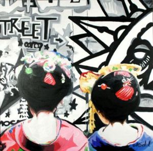 Voir le détail de cette oeuvre: geishas graffittis