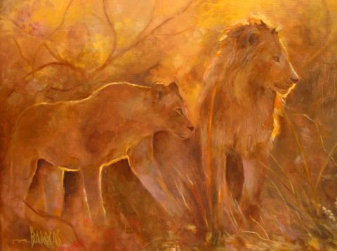 le lion et la lionne' - Peinture - Mario BAROCAS