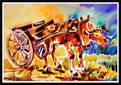 chariot  - Peinture - BOUSSAFEUR RABAH