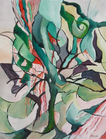 Peinture : l'arbre vert - janine chetivet Peinture : l'arbre vert - janine chetivet