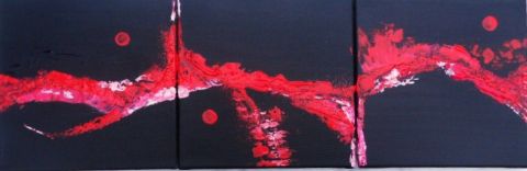 Tryptique en rouge et noir - Peinture - Geraldine FONDEVILLE