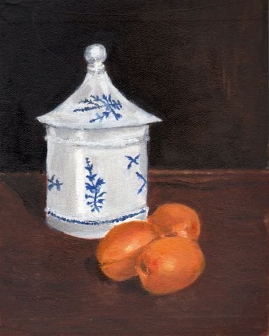 L'artiste Ori - pot à tabac et abricots