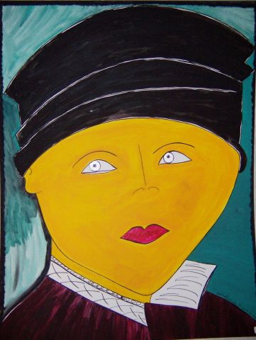 Peinture : FEMME AU CHAPEAU NOIR - GHIS Peinture : FEMME AU CHAPEAU NOIR - GHIS