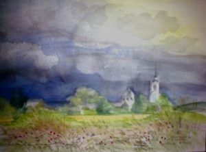 Peinture de Laurence Guillon: Krasnoïe après la pluie
