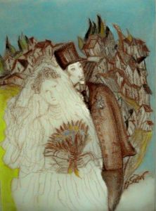 Peinture de JACQUELINE SARAH UZAN: JEUNES MARIES
