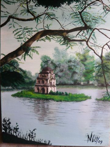 L'artiste gilbert nguyen thanh - le lac Hoang Kiem à Hanoi 