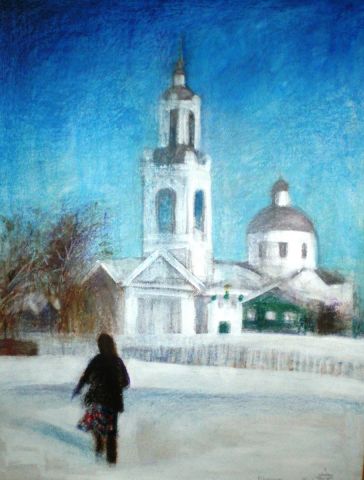 L'artiste Laurence Guillon - L'église de Krasnoïé en hiver