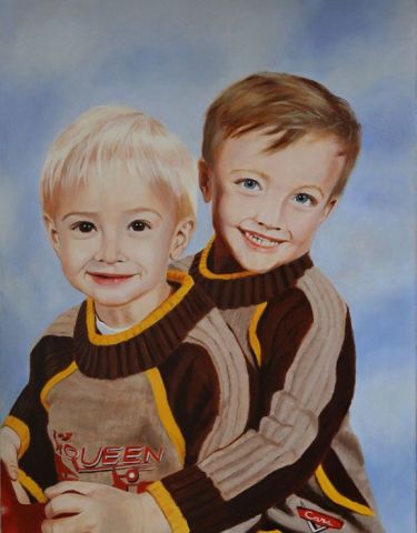 portrait enfants - Peinture - Veronique LEPERC