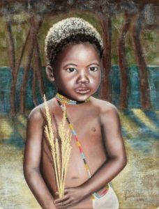 Peinture de ALAIN PESTOURIE: kikou enfant ivoirien