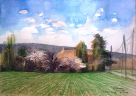 La Surelle aux arbres en fleurs - Peinture - Laurence Guillon La Surelle aux arbres en fleurs - Peinture - Laurence Guillon