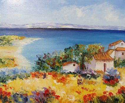 Village bord de mer - Peinture - Lifa
