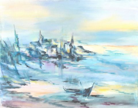Peinture : Bord de mer - janine chetivet Peinture : Bord de mer - janine chetivet
