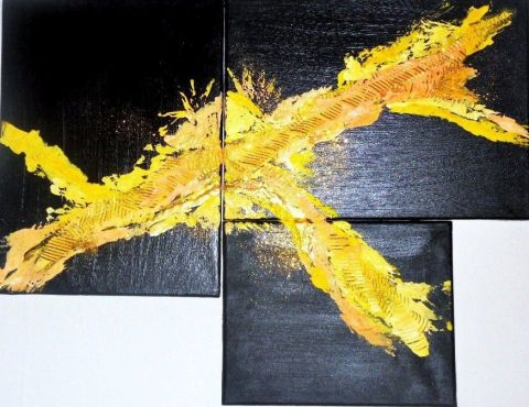 L'artiste Geraldine FONDEVILLE - Tryptique noir et jaune