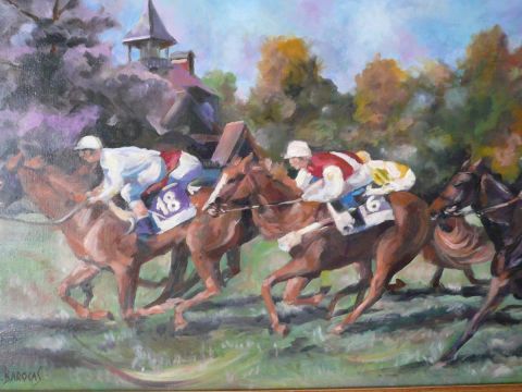 L'artiste Mario BAROCAS - course de de chevaux