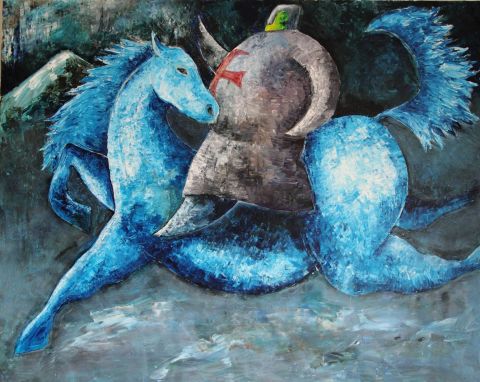 Templier cheval bleu - Peinture - Jembi