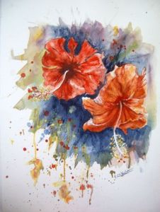 Peinture de Catherine VALETTE: Hibiscus 2