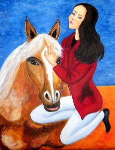 Peinture de Paoli: la cavalière et le cheval 