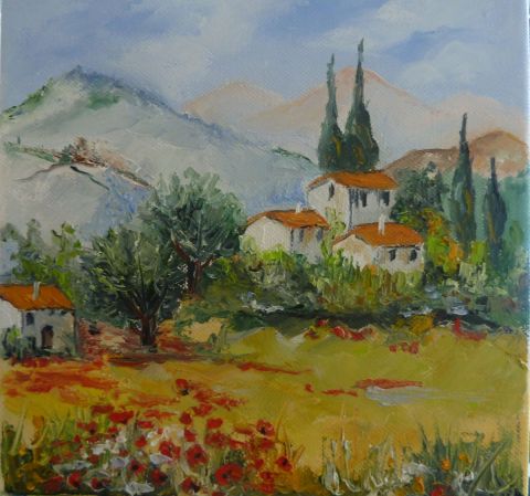 les petites maisons sous les arbres - Peinture - emilie leonardi les petites maisons sous les arbres - Peinture - emilie leonardi