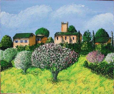 Hameau en Provence - Peinture - Sam